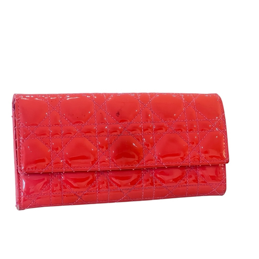 CHRISTIAN DIOR Patent Cannage Lady Dior   Clutch Wallet